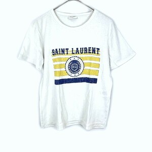 サンローラン Saint Laurent ロゴTシャツ ヴィンテージ加工 カジュアル くすみホワイト 白 送料無料 h0315h008 中古 古着 ブランド古着DB