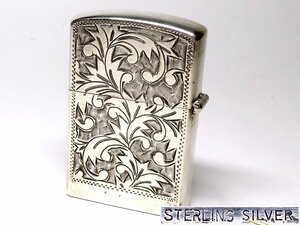 【侍】STERLING SILVER スターリングシルバー アラベスク 彫金 唐草モチーフ オイルライター 着火確認済 20+274