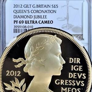 ★準最高鑑定★2012年/イギリス/PF69/ヤングヤング/銀貨/GILT/5ポンド/NGC/エリザベス2世/金メッキ/人気/アンティークコイン/モダン