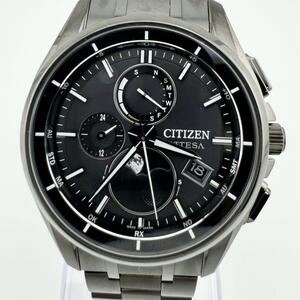 極美品 シチズン アテッサ CITIZEN ATTESA BY1001-66E ソーラー エコ・ドライブ電波時計 ダイレクトフライト ムーンフェイズ　メンズ腕時計