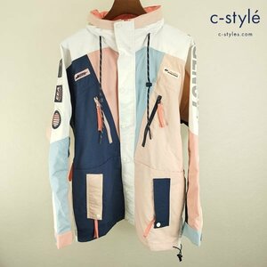 N962b [春夏][コラボ] KITH × Columbia ジャケット M ホワイト×ピンク Chuting Jacket ナイロン100% ジップアップ XO0741 | アウター G