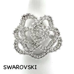 SWAROVSKI｜スワロフスキー 指輪 55【アクティ】ローズ バラ ラインストーン シルバーカラー 13.5号 リング フラワー ブランド a562et