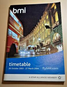 BMI航空時刻表　2003年10月26日-2004年03月27日版（英語）