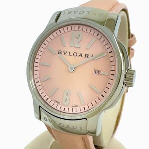 BVLGARI/ブルガリ ソロテンポ ST29S 腕時計 ステンレススチール/レザー クオーツ ピンク文字盤 レディース