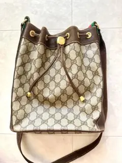 希少✨GUCCI 巾着 ショルダーバッグ オールドグッチ PVC シェリーライン