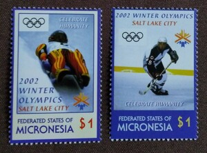 ミクロネシア　2002 ソルトレイク オリンピック　2完 冬季 五輪　アイスホッケー　スポーツ　未使用糊あり