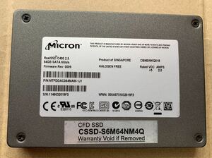 【使用時間2279時間】Micron 64GB C400 MTFDDAC064MAM-1J1 2.5 SATA SSD 29