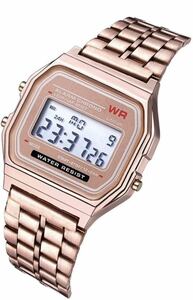 デジタル腕時計 チープカシオ風 ピンクゴールド アラーム ピンク H&M コスパ