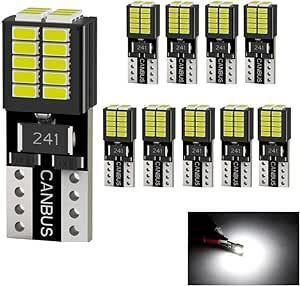 T10 LED ホワイト 6000ｋ爆光 10個 LED T10 車検対応 3014LEDチップ26連 12V 車用 ポジション/