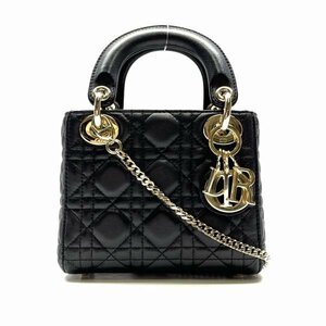 Dior ディオール M0505PCAL_M900 レディディオール カナージュ ラムスキン 2WAY ハンドバッグ ショルダーバッグ ブラック 管理RY23004231