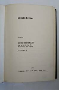古書希少　 触媒レビュー　洋書　触媒技術者、研究者用　「Catalysis Reviews] HEINZ HEINEMANN 編集　１９６８年発行
