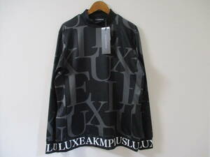 ☆LUXE AKM PLUS/リュクスエイケイエムプラス☆未使用 総柄ロゴモックネック長袖Tシャツ サイズ：XL ゴルフ ジム トレーニング おしゃれ