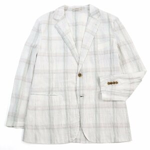 未使用品○エルメス 2022年製 Check Jacket G19774K リネン52% シアサッカー地 カジュアル/テーラードジャケット 白系 50 伊製 正規品