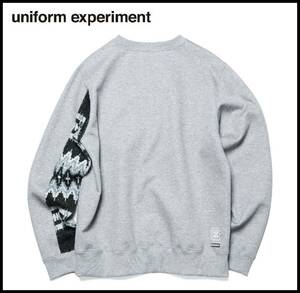 uniform experiment 22AW SLEEVE PANELED CREWNECK SWEAT ノルディック ニット 切替 クルーネック スウェット トレーナー グレー 2 SOPHNET