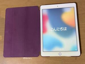ゴールド iPad 本体 第2世代 iPad Air2 16GB タブレット カバー Apple アイパッド au 三つ折スタンド
