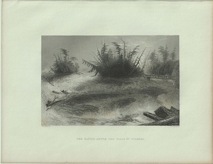 1840年 Bartlett アメリカの風景 鋼版画 ナイアガラの滝 上の急流 The Rapids above the Falls of Niagara