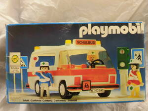 【中古、本体全体にクスミ感と退色あり、画像のものが全て】 Playmobil 3521 プレイモービル 西ドイツ製 スクールバス Schulbus School bus