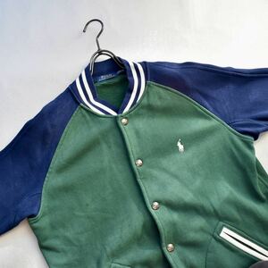 POLO RALPH LAUREN ニットスタジャン　Msize 刺繍ロゴ　緑