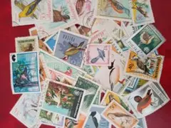 海外　外国　鳥切手　５０枚　消印あり