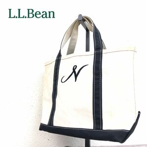 M1042-F-N◆ LLBean エルエルビーン トートバッグ キャンバス 鞄 ロゴ刺繍 ◆ コットン ブラック ベージュ 古着 ユニセックス