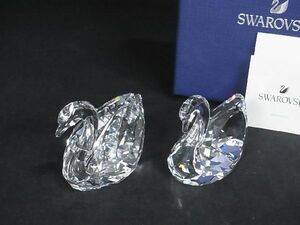 ■新品■未使用■ SWAROVSKI スワロフスキー クリスタル スワン 白鳥 オブジェ 置物 インテリア 2点セット クリア AR2005