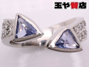 タンザナイト0.61ct ダイヤ0.23ct デザイン リング 7.5号 pt900 プラチナ 鑑別書付