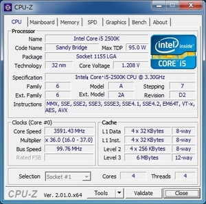 INTEL Core i5-2500K (3.30 GHz) LGA1155 ★中古正常品★ (1)