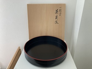 169 一閑塗 茶具盆 漆芸 三木表悦 共箱 茶道具