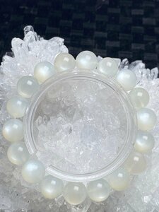 即決 0116L671 天然美品★【10Aホワイトムーンストーン】★ブレス 11-11.5mm（新品）