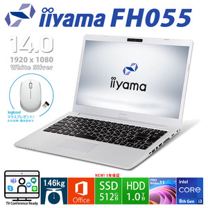 iiyama Style 14FH055 第8世代 i3 メモリ8GB/新品SSD512GB/HDD1TB/フルHD/Office