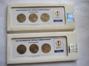2002 FIFA WORLD CUP 500円 ３種 記念 貨幣 コイン ワールドカップ サッカー ケース入　２セット