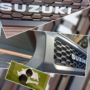 鍵穴カバー付JB64 JB74 ジムニー ジムニーシエラ フロントグリル 本体チッピング純正suzukiエンブレム+鍵穴カバー2個