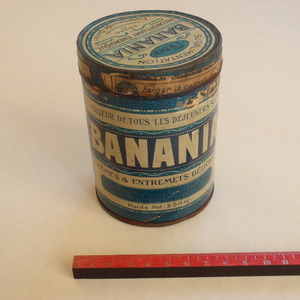 1900年頃フランスアンティークBANANIAショコラブリキ缶 シャビーシック アールヌーボー ジャンクスタイルオブジェ・撮影演出用古道具etc