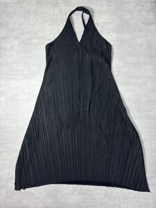 L0036 PLEATS PLEASE ISSEY MIYAKE プリーツプリーズ イッセイミヤケ レディース ホルターネック ロング ワンピース ドレス ブラック 2