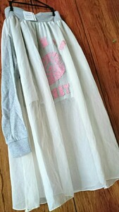 【Ne-net】☆パッチ&袖デザイン♪ふんわり透け素材の二枚重ねロングスカート☆ネネット メルシーボークー フラボア ズッカ