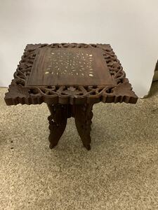 テーブル　花台　アンティーク　飾り台　サイド　テーブル　彫刻　机