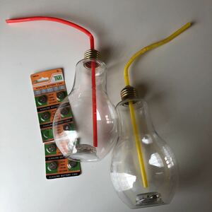 LED電球型プラスチックボトル　2本　ドリンク
