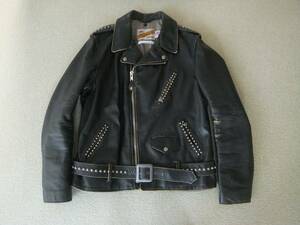 激渋 ☆Schott Children of the discordance★ 高級 70s` Perfect Vintage Leather Riders 茶芯 ビンテージ加工 レザージャケット L ~ XL