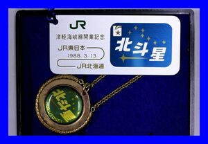 JR東日本東京圏運行本部 JR北海道 津軽海峡線開業記念 北斗星号 上野～札幌間従貫運転記念 1988年3月13日 記念プレート キーホルダー Z3388