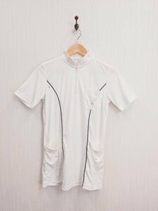 LU0249 ○送料無料 古着 レディース 看護服 Sサイズ 白 半袖 ユニフォーム ナース服 看護 介護 ストレッチ 予防 病院 歯科 白衣