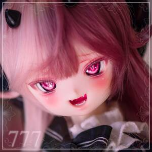 【777】DDH-22(SW肌)ソフビ盛りカスタムヘッド＋アイ3+ウィッグ1+角