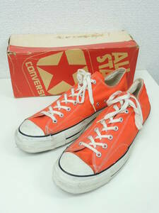 ◆35cm 17インチ 80S VINTAGE CONVERSE ALL STAR OX ORANGE USA製 当て布 囲みロゴ オールスター ローカット オレンジ ビッグサイズ 箱付き