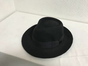 本物カシラCA4LAノックスKNOXウール中折れハット帽子ボウシメンズレディースサーフアメカジビジネススーツ黒ブラック日本製57cm