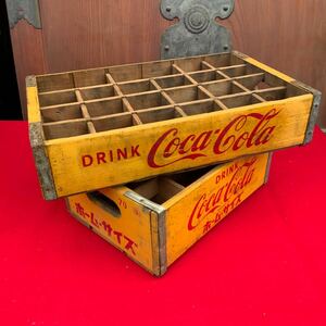 送料無料！コカコーラ 木箱 2つ ボトルケース アンティーク レトロ 当時物 Coca-Cola 昭和レトロ コカ コーラ ノベルティ 木製 ケース 箱 