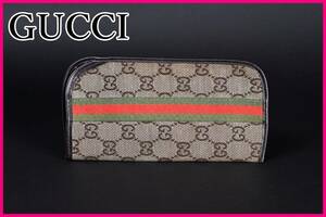 Gucci グッチ シェリーライン GG キャンバス サングラスケース 眼鏡ケース メガネケース ブラウン ベージュ #5668p