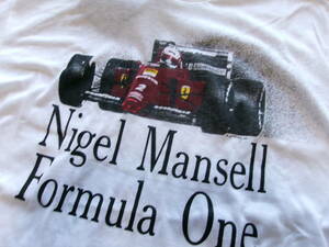 レア 90s 1990 DEAD STOCK ビンテージ Nigel Mansell ナイジェルマンセル Tシャツ ENGLAND製　F1 車 