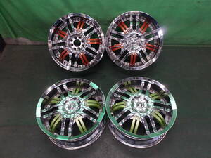 ☆　ホイール　STXRR　18×7.5JＪ　+40　マルチPCD100/114.3　4H　18インチ　メッキ　グリーン/オレンジ　4本　☆