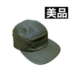 【美品】Supreme GORE-TEX Leather Camp Cap Olive シュプリーム ゴアテックス レザー キャンプ キャップ オリーブ カーキ フリーサイズ