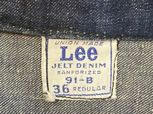 極上・真紺 60s初期 Lee 91-B 36 デニムジャケット 91B 菱形タロン ビンテージ ヴィンテージ オリジナル jelt denim リー