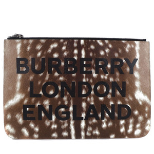 BURBERRY バーバリー LONDON ENGLAND セカンドバッグ 8015103 クラッチバッグ 牛革 茶 レディース【H201122810】未使用